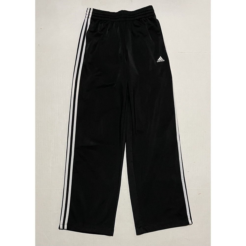 Adidas Track Pants Mens Small Black White 3 Stripe Classic Athletic Joggers